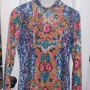 Multi colored mini sequence dress